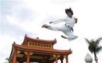 Duc dang taekwondo instructor kim anh flying side kick