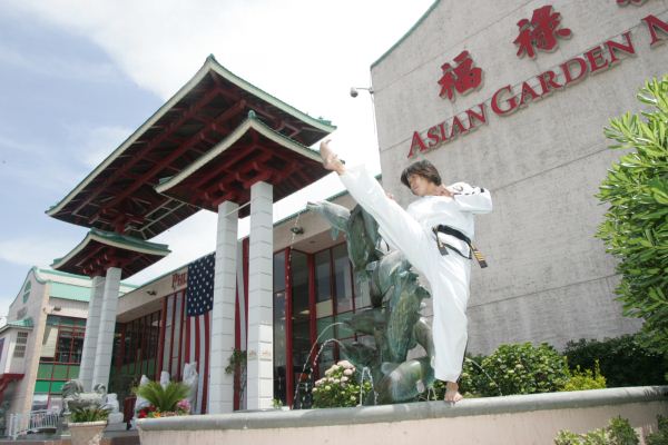 Duc dang taekwondo instructor kim anh front kick